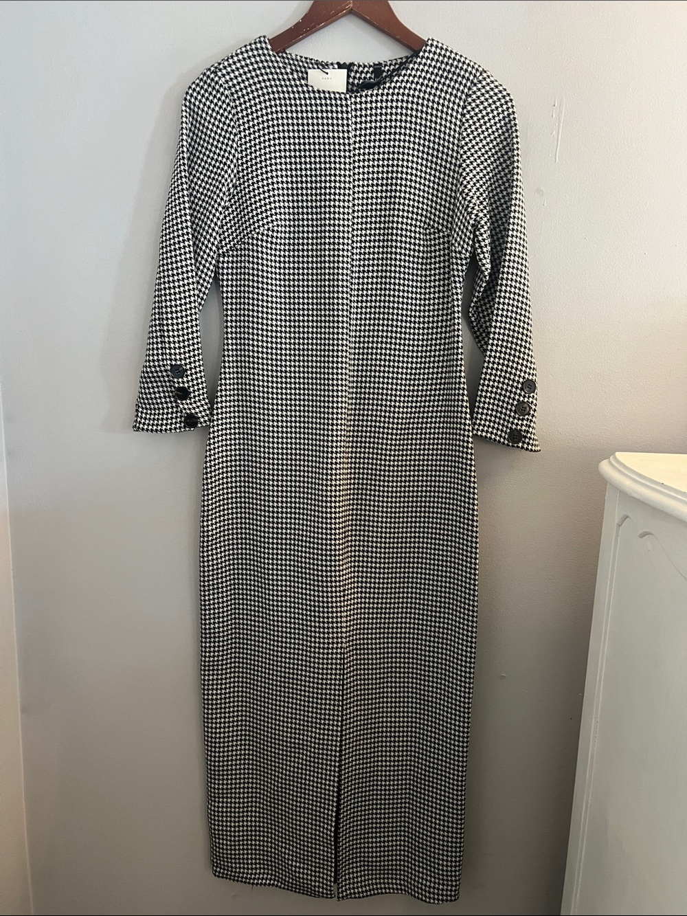 ZARA houndstooth midi length dress NWT